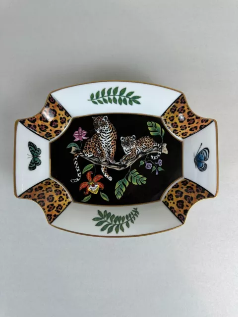 Vintage 1994 Lynn Chase Designs Jaguar Jungle Signed Octagon Candy Dish Tray