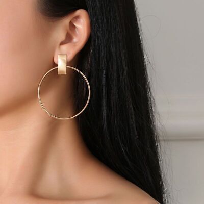 Women Round Hoop Earring Big Stud Earrings Circle Ear Dangle Girl Jewelry 1Pair