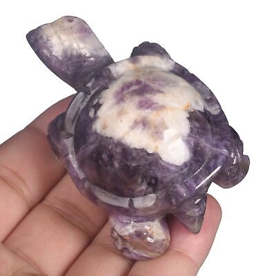 Mascota natural Chevron/amatista de sueño tortuga talla Reiki decoración regalo #