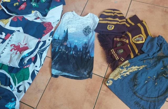Harry POTTER GRYFINDOR PIUMONE SINGOLO 2 età 8 T Shirt E Sciarpa Cappello, Guanti