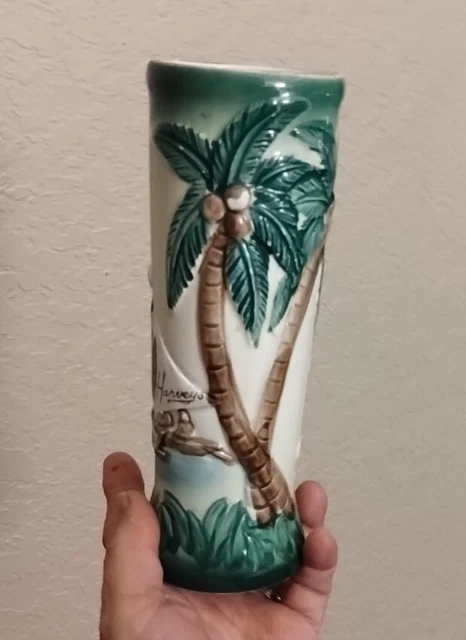 Vintage Sail With Harveys Topless Hula Girl Ceramic Tall Cup * With Issues**