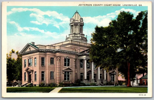 Louisville Georgia 1930s Postcard Jefferson County Court House