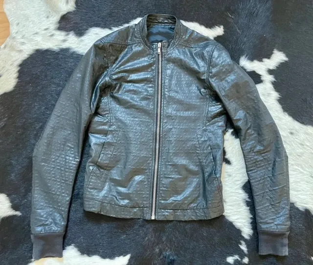 Rick Owens Leather Jacket 48 RARE with Laser Pattern