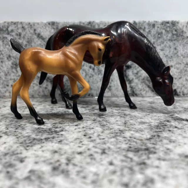 Hartland Plastics Vintage Hard Plastic Horses (1 Foal) Lot Of 2