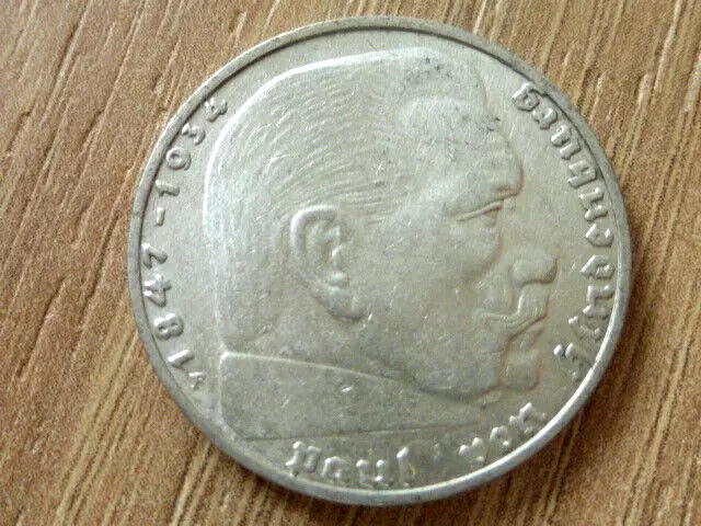 Hindenburg, 2 Reichsmark 1938, Silbermünze, Nachlass, Dachbodenfund Speicherfund