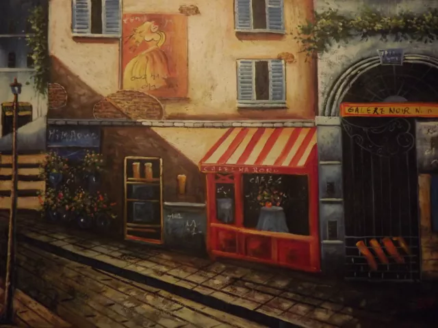 francés café tienda grande pintura al óleo lienzo arte parís francia