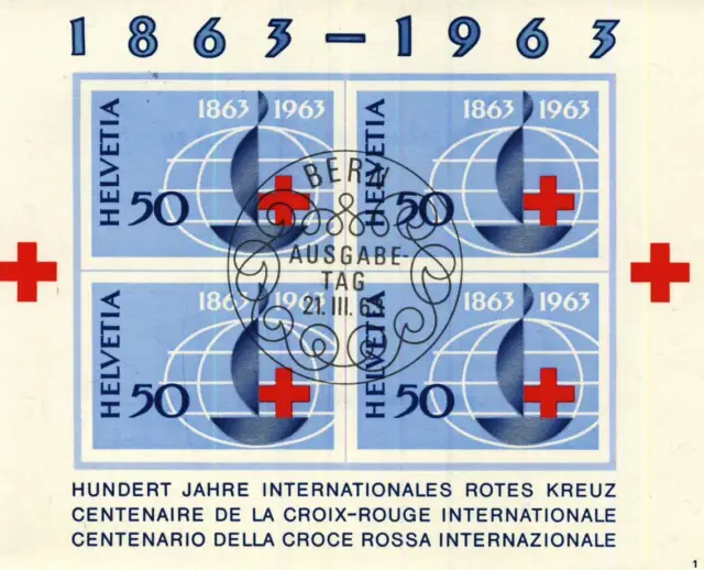Timbre Bloc Suisse Oblitere N° 19  Centenaire De La Croix Rouge