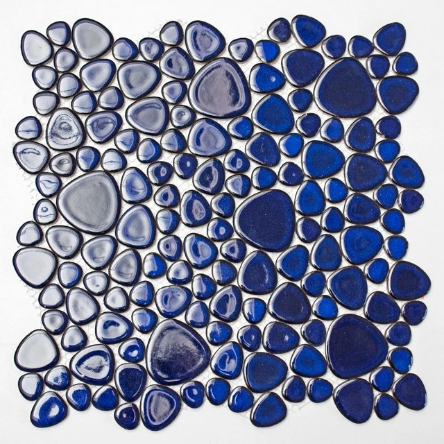 Mosaico ceramica peppels ciottoli blu cobalto parete cucina doccia bagno WB12-0405|1 tappetino