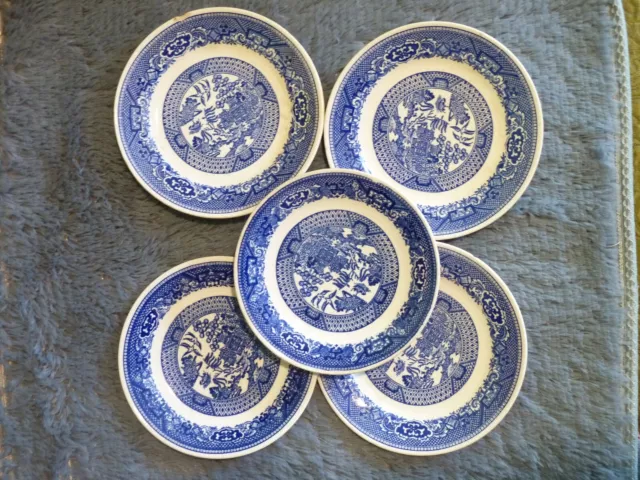 Lot of 5 Blue Willow Ware 6" Little Plates Saucers Royal