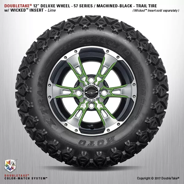 4 Double Take Usiné Noir Citron Soulevé 57 Séries Roue &tire 12 " Golf Voiture