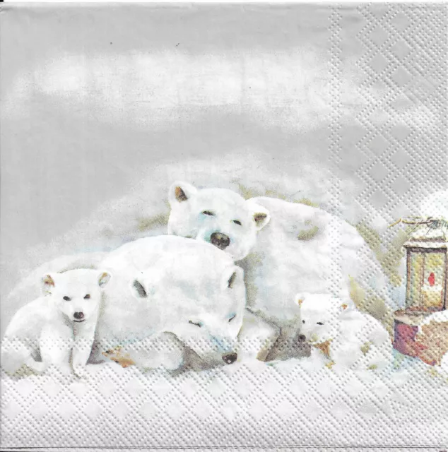 Lot de 2 Serviettes en papier Ours Polaire Decoupage Collage Decopatch