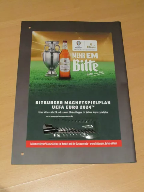BITBURGER Magnetspielplan (51,3 x 37 cm) m. Stift UEFA EM 2024 Spielplan Fußball 2