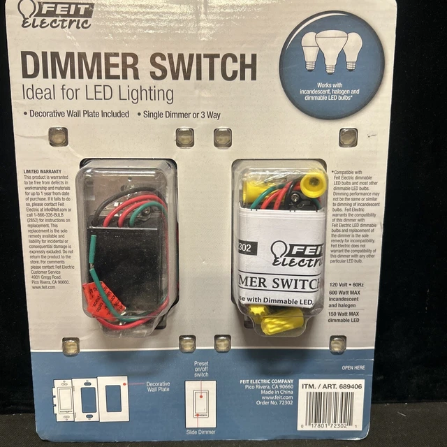 FEIT ELECTRIC DIMMER Switch 2 Pack Single or 3Way 689406 LED