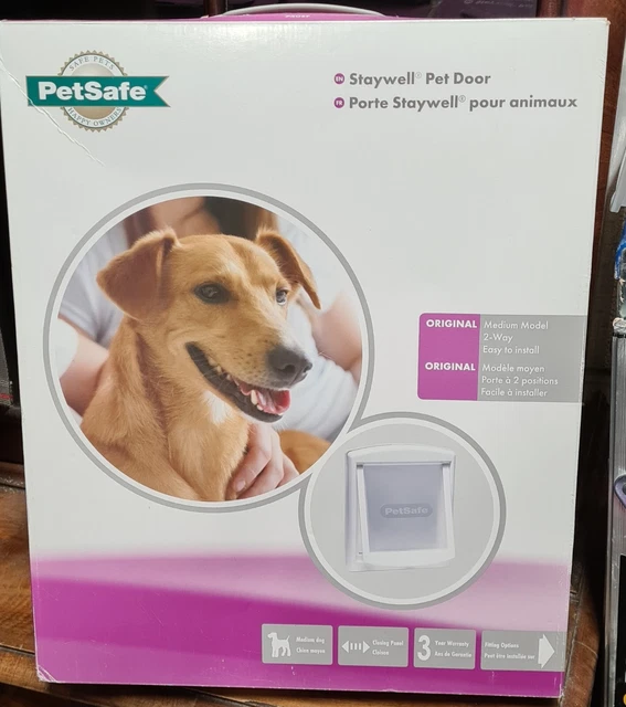 PetSafe Staywell puerta para mascotas, 2 vías, tamaño mediano para perro, blanco