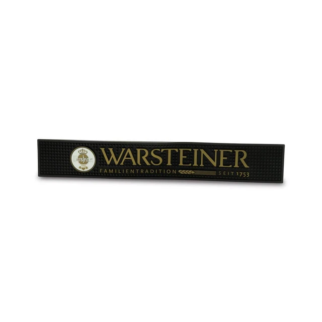 Warsteiner Bier Barmatte schwarz 58x9 Runner Gläser Abtropfmatte Gummi Deko Bar