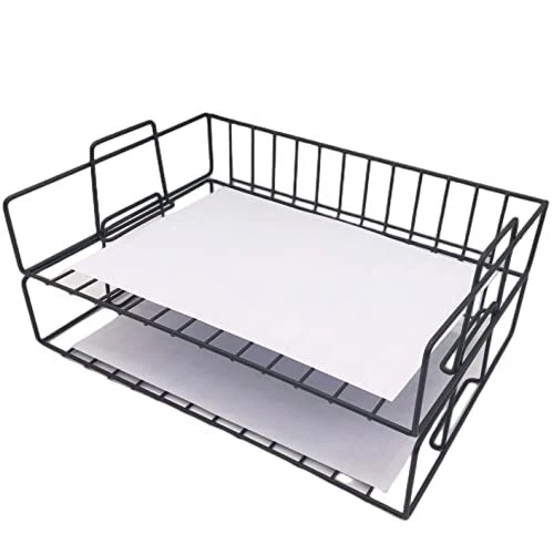 2 Tier Stackable Letter Tray-Desk File Organizer-Desk File Rack Stackable