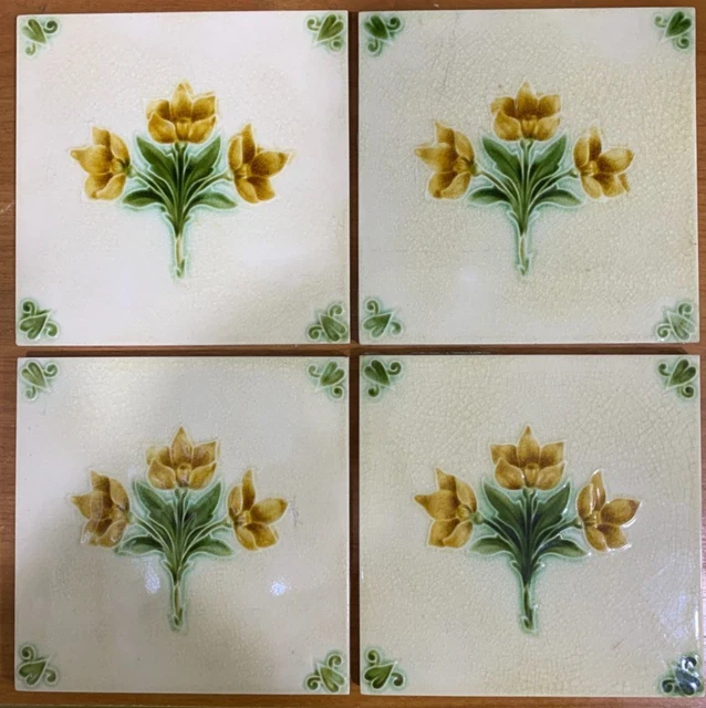 Engalnd Rare Vintage Majolica Tile Antique Collectible Ceramic 6X6 Inch