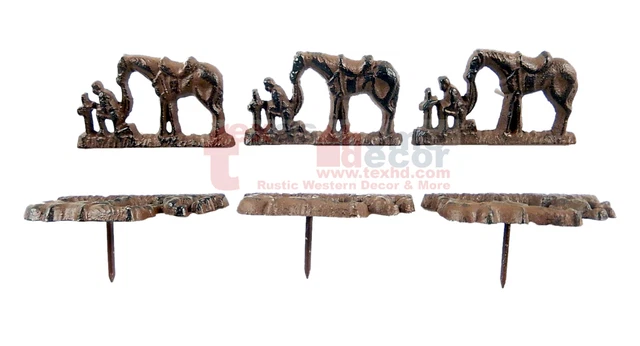 6 Praying Cowboy Nails 3" Craft Pins Rustic Cast Iron Western Tacks Lot