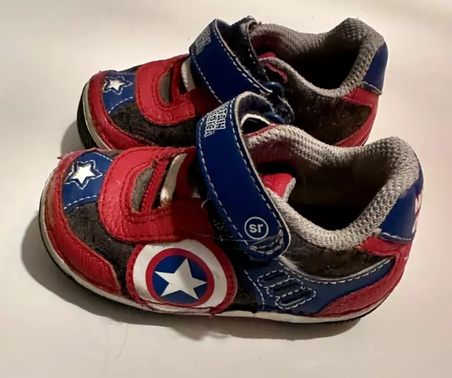 Tot Size 4 Stride Rite Leather Shoes , Infant Baby Avengers Captain America