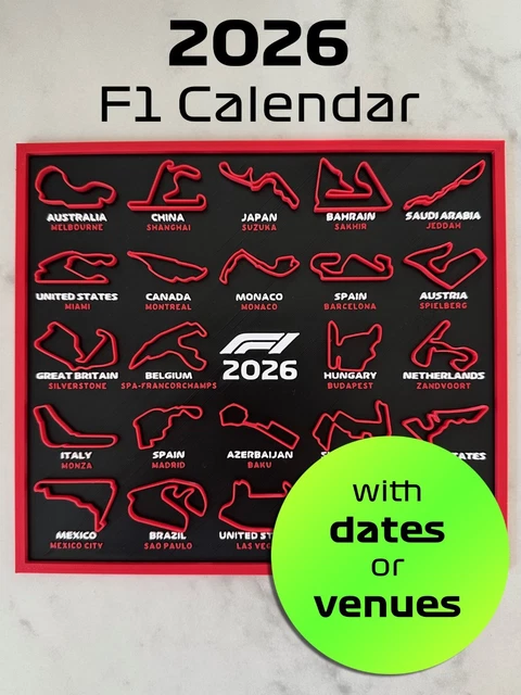 Track Auto Racing Calendar FORMULA 1 F1 3D 2026 Race Track Calendar Season Gift /With Date £9.70 ...