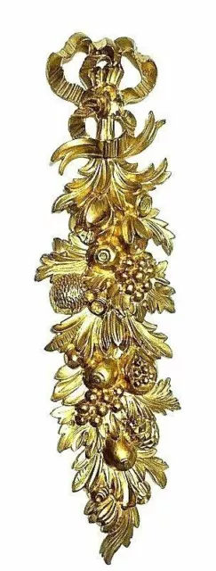 ITALY Mid Century Wall Hang Decor Metallic Gold Fruit Leaf Leaves 24.5" Vintage 2