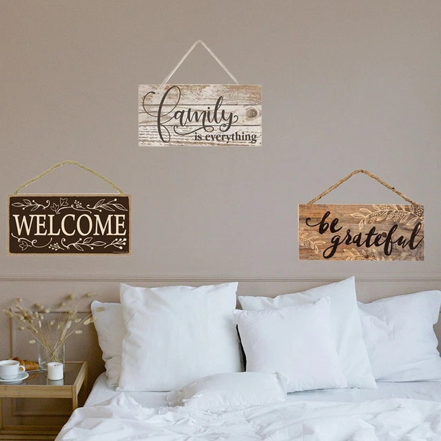 HANGING WALL PEDIMENTS Family Welcome Plaques Door Sign Wooden Welcome ...