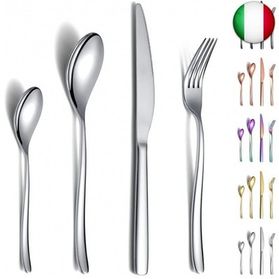 Otto Koning Anna Set di Posate 16 Pezzi per 4 Commensali in Acciaio Inox 18/10 Design Elegante by Fiedra Faber Lucidato a Specchio con Coltelli con Manico Cavo FF 