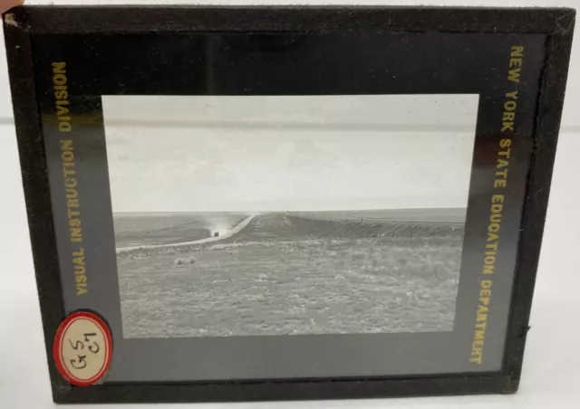 Vtg Magic Lantern Glass Slide Rolling Plains; Highway; Union Pacific RR