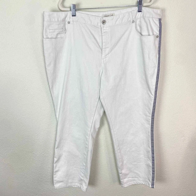 Coldwater Creek Tuxedo Stripe Jeans 20 White Stretch Denim Natural Fit