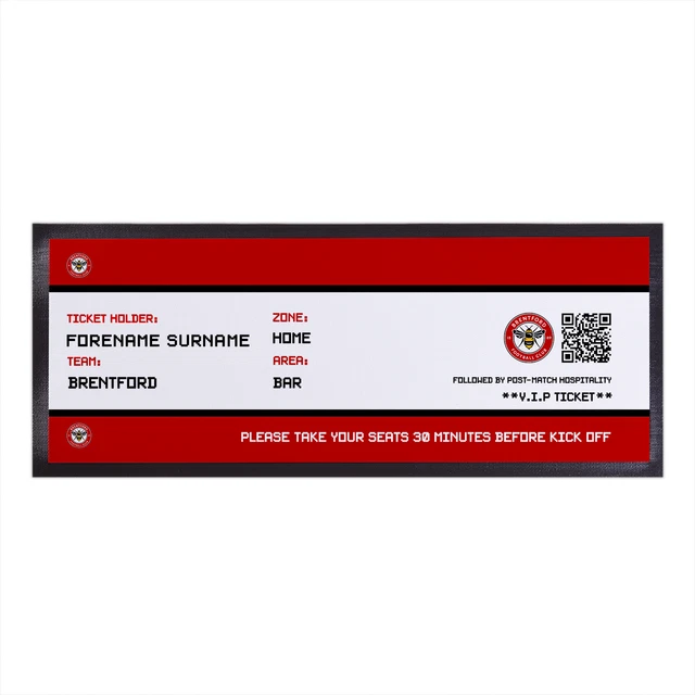 Brentford FC Officially Licensed - Ticket - Personalised Bar Runner