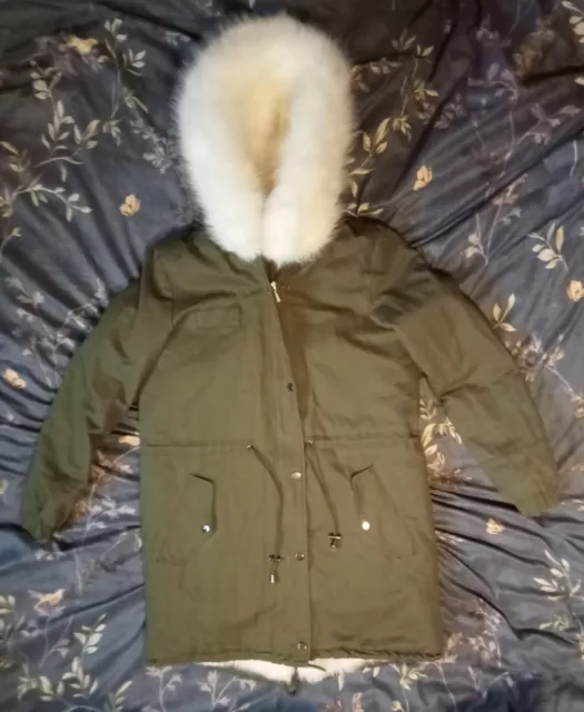 HOLLISTER FAUX TEDDY LINED PARKA JACKET COAT BROWN WOMENS SIZE