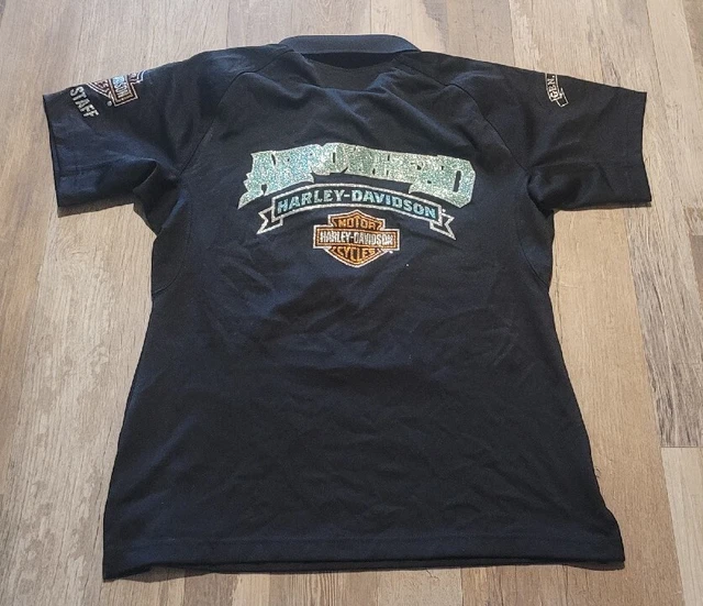 HARLEY DAVIDSON Women’s Dealer Staff Glitter Black Polo Shirt Medium M