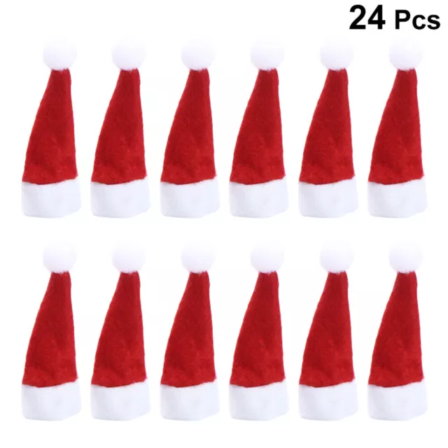 24PCS Lollipop Candy Cover Small Christmas Hats Christmas Hat Wine Bottle Cover