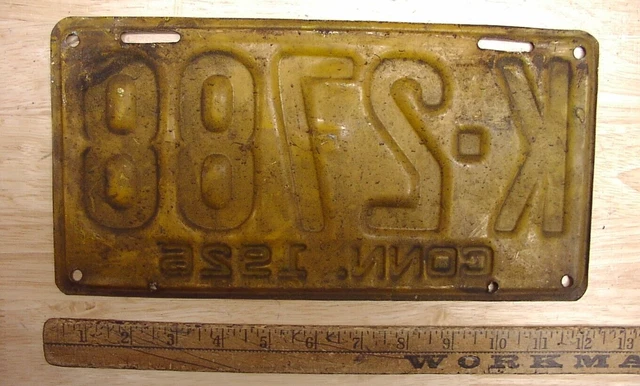 ANTIQUE 1926 CONNECTICUT License Plate,5-15/16" X 11-3/4",K 2788 CONN