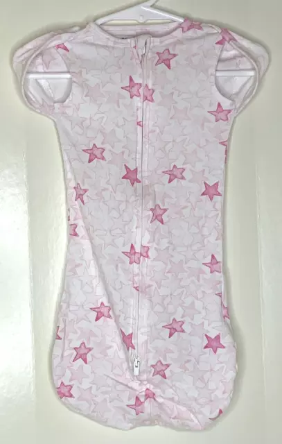 Aden + Anais 0-3 months Baby Girl Light Pink Stars Sleep Sack Zips cap sleeves