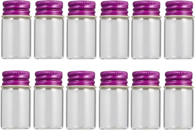 12 piezas Tapa de aluminio Botellas de vidrio Transparente Pequeña Muestra Vacía Viales Tarros de vidrio Sellados