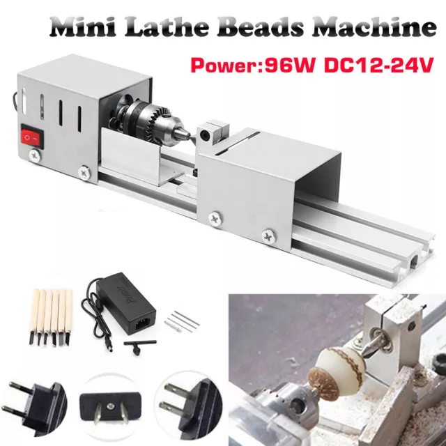 96W Mini Beads Machine Miniature Lathe DIY Woodworking Beads Wood Working Tool