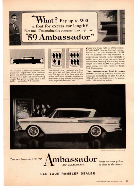 1959 AMC Ambassador Rambler V8 270 HP Royal Danish Ballet Saks 5th Ave. Print Ad