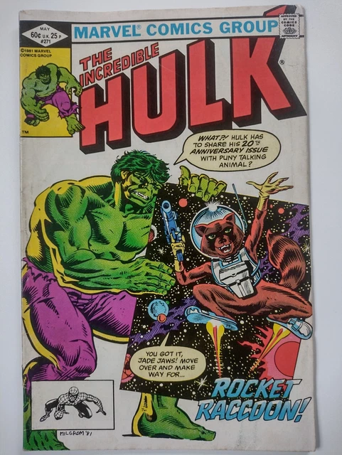 THE INCREDIBLE HULK #271 1st App of ROCKET RACCOON Bag/Board/Loader Inc