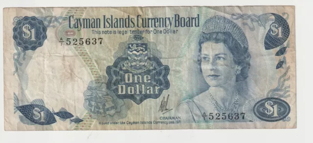 1971 Cayman Islands $ 1 One Dollar Banknote - p# 1a - Fine - # 31556