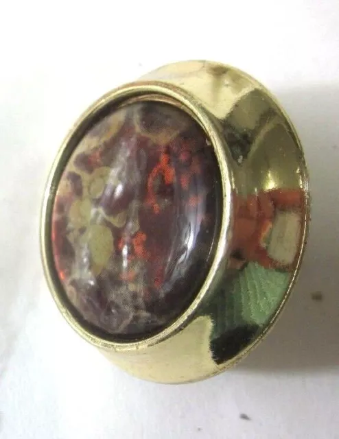 Amerock 651 Cabinet Door 1970 Pull Knob Shiny Brass Mottled Vinyl 1-3/8" MCM Vtg