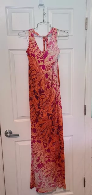 Tommy Bahama Casa Sunrise Maxi Dress Orange Paisley Women's Size Small