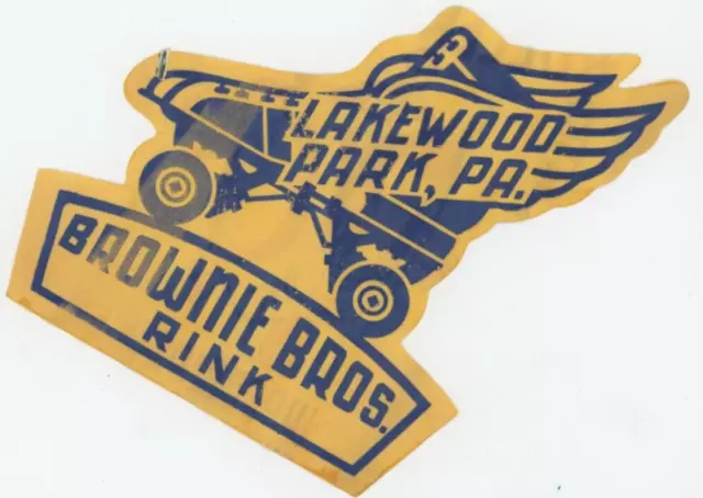 1930-50's Brownie Bros Rink Lakewood Park, PA. Skating Rink Label Vintage EVN3