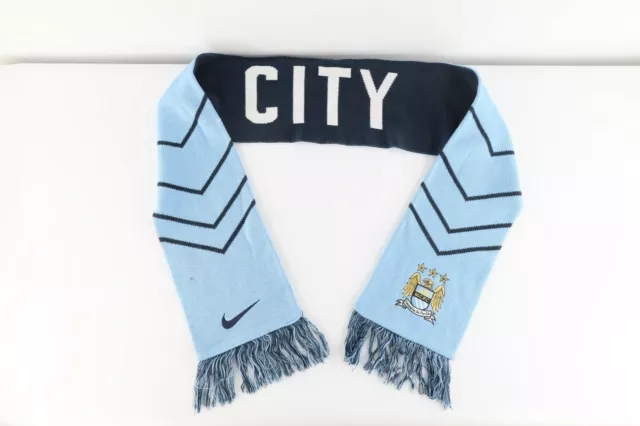 Nike FC Manchester City Soccer Football Club Spell Out Big Swoosh Fringed Scarf