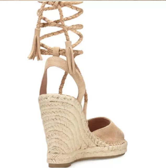Joie light brown Phyllis suede leather wedge espadrille tie up sandals 39.5 $275 3