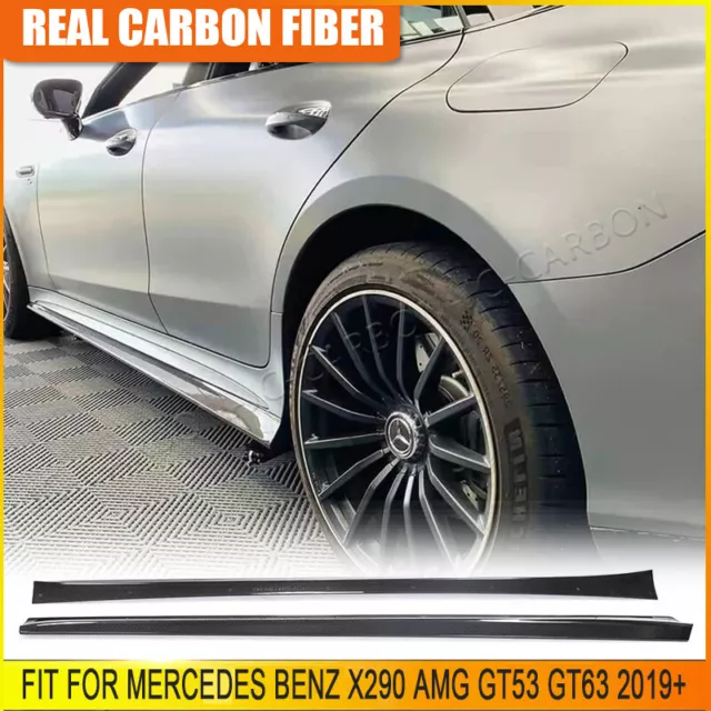 REAL Carbon Side Skirts Extension Lip For Mercedes Benz X290 AMG GT53 GT63 19-22