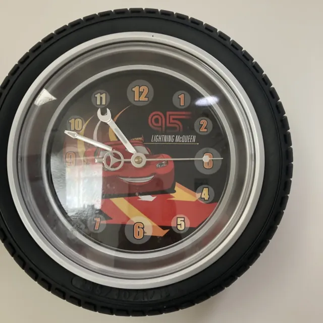 DISNEY PIXAR CARS Lightning McQueen Wall Clock Lightyear Tires Sponsor ...