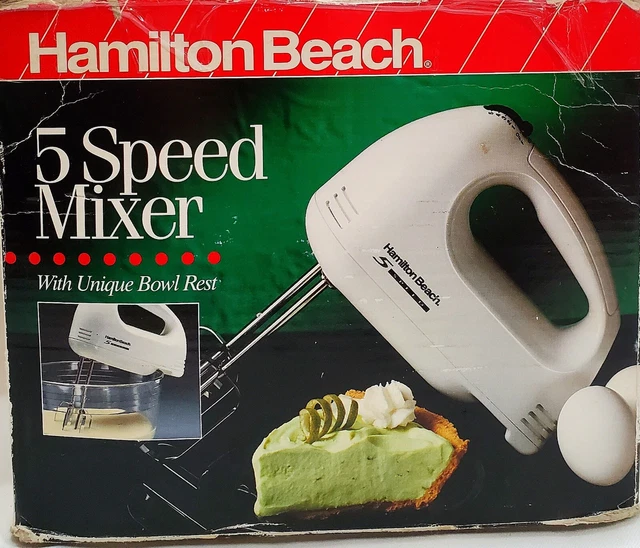 HAMILTON BEACH HAND Mixer 5 Speed With Bowl Rest White New In Box 62560