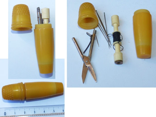 Nécessaire à Couture Voyage D.M.C Cheval Vert – Kit Ancien, Fabrication Française, Beige