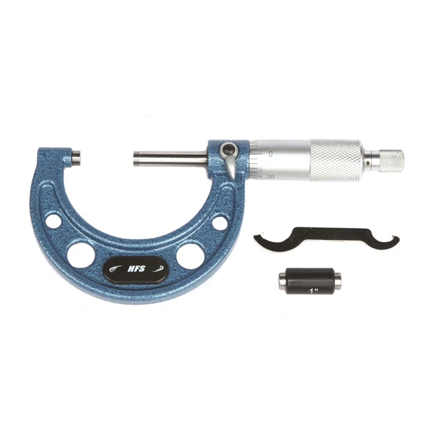 HFS(R) 1-2"X0.0001" Solid Metal Frame Outside Micrometer(Wood Case)
